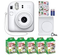Fujifilm Appareil Photo instantané Instax Mini 12 + Ensemble d'accessoires MiniMate et étui personnalisé Compatible + Album Photo Fuji Instax Film économique (50 Feuilles) Flamant Rose