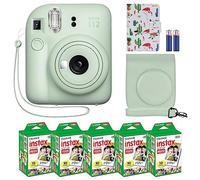 Fujifilm Appareil Photo instantané Instax Mini 12 Vert Menthe + Ensemble d'accessoires MiniMate et étui personnalisé Compatible + Album Photo Fuji Instax Film économique (50 Feuilles) Flamant Rose