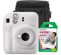 Fujifilm Instax Mini 12, Ensemble appareil photo , couleur blanc argile, avec 10 films et étui