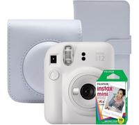 Fujifilm Instax mini 12, Ensemble d'appareils photo instantanés , blanc argile avec couverture, album photo et film 1x10