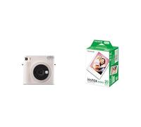 Fujifilm instax Square SQ 1 Chalk Blanc & Twin Films pour instax Mini - 86 x 54 mm - 10 Feuilles x 2 Paquets = 20 Feuilles