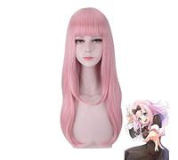 Fujiwara Chika 55cm rose longues boucles perruque Anime Kaguya-Sama: l'amour est la guerre cheveux résistants à la chaleur Cosplay Costume perruques + bonnet de perruque