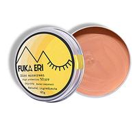 FUKA ERI crème solaire avec zinc (non nano). Ingrédients minéraux et naturels. Ecran solaire couleur, 50 SPF UVA-UVB. Imperméable, végétalien. Visage et zones sensibles. Sans plastique. 60g