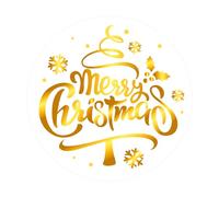 Fukaisu 120pcs Étiquettes Autocollantes Noël, 5cm Rondes et Autocollantes Joyeux Noël pour Emballages Cadeaux Cartes Enveloppes et Décorations (Blanc, Or)
