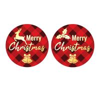 Fukaisu 120pcs Étiquettes Autocollantes Noël, 5cm Rondes et Autocollantes Joyeux Noël pour Emballages Cadeaux Cartes Enveloppes et Décorations (Style Rayé)