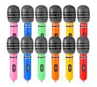 Fukaisu 12pcs Microphones Gonflables, 22x6cm Accessoires de Micro Gonflables Kit Décoration Amusant Sur Thème Musique Idéal pour Soirée Années 80/90 Karaoké Enfants Accessoires Dj Décorations Scène