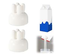 Fukaisu 2pcs Bouchons en Silicone pour Bouteille Lait en Forme Pis Vache, Impression 3D Anti Fuite Distributeur de Lait Amusant pour la Cuisine (Blanc)