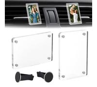 Fukaisu 2pcs Supports Photo Voiture pour Grille d'Aération du Tableau de Bord, Clip Magnétique pour Cadre Photo en Acrylique Affichage Horizontal ou Vertical Convient Aux Photos de Taille 9x6 cm