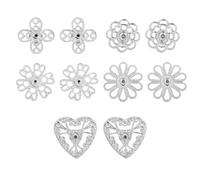 Fukaisu 5 Paires de Fermoirs Boucles d'Oreilles Robustes, 10-20mm 5 Styles Bouchon Boucle d'Oreille Anti-Chute de Forme Fleur pour Femmes/Hommes(Argent)