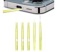 Fukaisu 5pcs Mini Brosses de Nettoyage pour Téléphone, Poils et Crochet Double Face Anti-Obstruction Port de Charge pour la Plupart des Téléphones Portables (Jaune)
