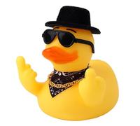Fukaisu Canard Doigt d'honneur, Un Canard en Caoutchouc Amusant pour Décorer Le Tableau de Bord de Votre ou Votre Bureau (Noir)