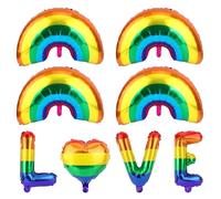 Fukaisu Ensemble Grands Ballons Aluminium Arc-en-Ciel, 4pcs 88cm Gros Ballons Jumbo Arc-en-Ciel & LOVE pour Décorations d'Anniversaire Fournitures pour Défilé des Fiertés Gay Pride LGBTQ Saint-Patrick