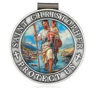 Fukaisu Médaille Saint-Christophe pour Voiture, 4,5 cm 3D Colorée Clip Visière Sécurité de Conduite Cadeau Religieux pour Voiture