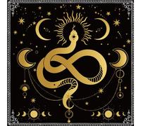 Fukaisu Nappe d'Autel Tarot, 45x45cm Nappe Carrée Serpent Doré pour Fournitures de Sorcellerie Pratiques Spirituelles Accessoires de Cartes Tarot Décoration d'Intérieur