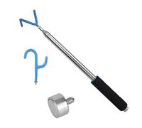 Fukaisu Outil Télescopique Préhensible Barre Magnétique avec 2 Crochets Aimant, 300cm Perche Extensible Pousser Tirer Préhenseur Fils Récupérateur Disque Golf Zones Difficiles D'accès (Noir, Bleu)
