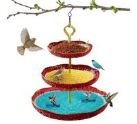 Fukamou Baignoires d'oiseaux menables pour l'extérieur, bol de bains d'oiseaux en plein air - Birgin de plateau à 3 niveaux décoratif - Hook en forme de S de la faune à crochet Assiette d'alimentation