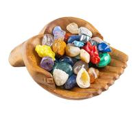 Fukamou Bol décoratif sculpté à la main, support en cristal pour affichage de pierres | Bols décoratifs à plateau en robuste - Présentoir en bois pour pierres, présentoir lisse pour bagues,