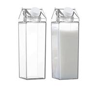 Fukamou Bouteille en Lait Transparent, Bouteille d'eau réutilisable en Lait Transparent, 500ML / 1000ML Récipient Bouteille carrée à Couvercle scellé pour jus, Lait, Eau