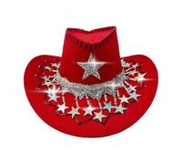 Fukamou Chapeau De Cowgirl | Accessoire Pour La Tête À Large Bord,Chapeau De Cowgirl Avec Étoile En Strass - Pour Événements À Thème Fêtes Noël Festivals De Musique Country Halloween Discothèques