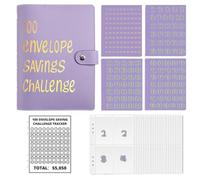 Fukamou Classeur de Budget Défi de 100 Enveloppes, Classeur de Défis d'Épargne de 100 Jou Livre de Planificateur avec Enveloppes de Trésorerie, économisez 5 050 $