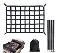 Fukamou Filet de Chargement Extensible et résistant, Noir, pour Camionnette, Camion, Remorque, avec Mousquetons, en Sangle, Taille L: 208x127 cm, Ouverture de Mailles: 5 cm