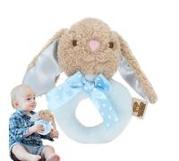 Fukamou Hochet de lapin en peluche, hochet de lapin en peluche - Jouet shaker en peluche pour animaux en peluche, hochets en peluche doux fabriqués à la main pour bébés et de 0 à 1 an
