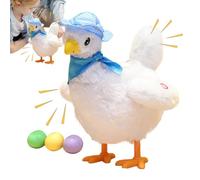 Fukamou Jouets de Poule pondeuse - Poule dansante développementale en Peluche | Figurine de Poulet réaliste avec Chapeau et écharpe pour réunion de Famille, fête de Vacances, Interaction