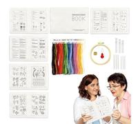 Fukamou Kit De Broderie Pour Débutants, Set Interactif D'Initiation À La Broderie, Guide De Loisirs Créatifs Réutilisable Fournitures Pour Projets Activités Manuelles Maison
