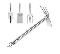 Fukamou Kit D'Outils De Jardinage, Aérateur de Sol en Acier Inoxydable, Kit De 4 Outils pour Plantation, Aménagement Extérieur, Jardin, Pelouse, Terrasse, Camping Et Aération du Sol