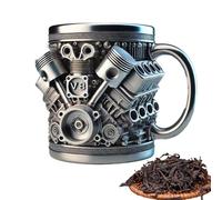 Fukamou Mug Café Inoxydable - Mug Isotherme Nomade 300 ml - Double Paroi Vide Large Ouverture Anti-Fuite Gourde Design Moteur pour Voiture Pique-Nique Randonnée Sport Extérieur