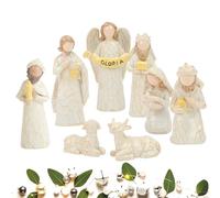 Fukamou Santons Noel Figurines Statue Jésus, Crèche Noël Traditionnelle Décorations Noël, Christ Naissance Jésus Ornement Cadeaux,Lot de 10 décorations de scène de la Nativité de la Sainte Famille