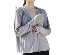 Fukamou Sweat à Protection Solaire | Veste Protection Solaire à Manches Longues UPF 50+ avec Chapeau Soleil | Protection Solaire à Capuche SPF UV Jacket Light Shirt Full Zip pour la