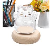 Fukamou Tirelire en Verre pour Pièces, Banque d'Économies Transportable, Bocal d'Épargne en Forme de Chat, Conteneur Portable pour Pièces Dorées pour Table ou Bibliothèque