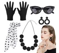 Fukamou vêtements Rock and Roll des années 50 pour Femmes Tenue Halloween Femme Rockabilly Accessoires pour Femme Robe Rouge Halloween Robe Annee 50 pin up manquer années 50 Costume Accessoires Set