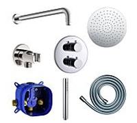 Fukana Pure Duschsystem Unterputz, chrom Thermostat, Kopfbrause, Handbrause, Komplettset