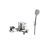 Fukana pure Wannenarmatur Aufputz mit Wannenset chrom, mit Handbrause, Brauseschlauch und Halter