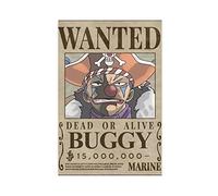 FUKITT One Piece Buggy Wanted Poster sur toile Décoration de chambre à coucher Paysage sportif Bureau Décoration de chambre Cadeau sans cadre 40 x 60 cm