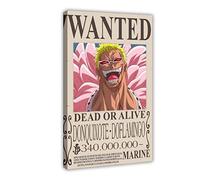 FUKITT One Piece Donquixote, Doflamingo Wanted Poster sur toile Décoration de chambre à coucher Paysage sportif Bureau Décoration Cadeau Style 5 30 x 45 cm
