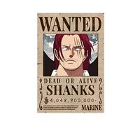 FUKITT One Piece Shanks Wanted Poster sur toile Décoration murale Impression peintures pour salon et chambre à coucher Sans cadre Style 5 30 x 45 cm