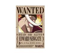FUKITT One Piece Wanted Edward Newgate Poster sur toile pour décoration de chambre à coucher ou de bureau Style 1 40 x 60 cm