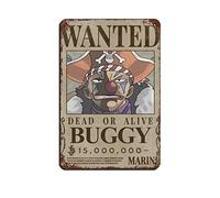 FUKITT Poster One Piece Buggy Wanted vintage en métal pour pub, club, café, bar, décoration murale rétro 20 x 30 cm