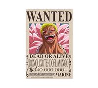 FUKITT Poster One Piece Donquixote, Doflamingo Wanted (2) sur toile - Décoration murale pour salon, chambre à coucher - Style 8 - 30 x 45 cm