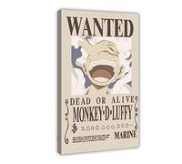 FUKITT Poster One Piece Monkey D Luffy de dessin animé sur toile pour décoration murale de salon, chambre à coucher, cadre style 6, 30 x 45 cm