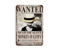 FUKITT Poster One Piece Wanted One Piece en métal vintage pour pub, club, café, bar, décoration murale rétro 20 x 30 cm