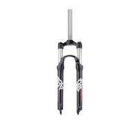 FukkeR Fourche À Suspension De Vélo 26 Pouces Tube Droit 1-1/8 Ressort Mécanique VTT Fourches Avant 9mm QR 100mm Ouvert Convient Course 105mm Frein À Disque(Black Red)