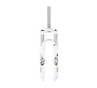 FukkeR Fourche À Suspension De Vélo 26 Pouces Tube Droit 1-1/8 Ressort Mécanique VTT Fourches Avant 9mm QR 100mm Ouvert Convient Course 105mm Frein À Disque(White Green)