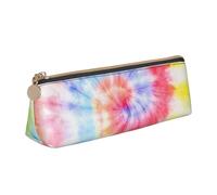 FUkker Pochette à Crayons, étui à Stylo Triangulaire, Sac à Crayons Portable, Pochette en Cuir pour l'école et Le Bureau,Tourbillon en Spirale Arc-en-Ciel Tie Dye