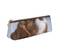 FUkker Pochette à Crayons, étui à Stylo Triangulaire, Sac à Crayons Portable, Pochette en Cuir pour l'école et Le Bureau,Visage d'épagneul Cavalier King Charles