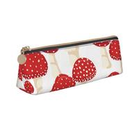FUkker Pochette à Crayons, étui à Stylo Triangulaire, Sac à Crayons Portable, Pochette en Cuir pour l'école et Le Bureau,Champignons Rouges Agaric Mouche