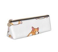 FUkker Pochette à Crayons, étui à Stylo Triangulaire, Sac à Crayons Portable, Pochette en Cuir pour l'école et Le Bureau,Mignon Corgi Cul
